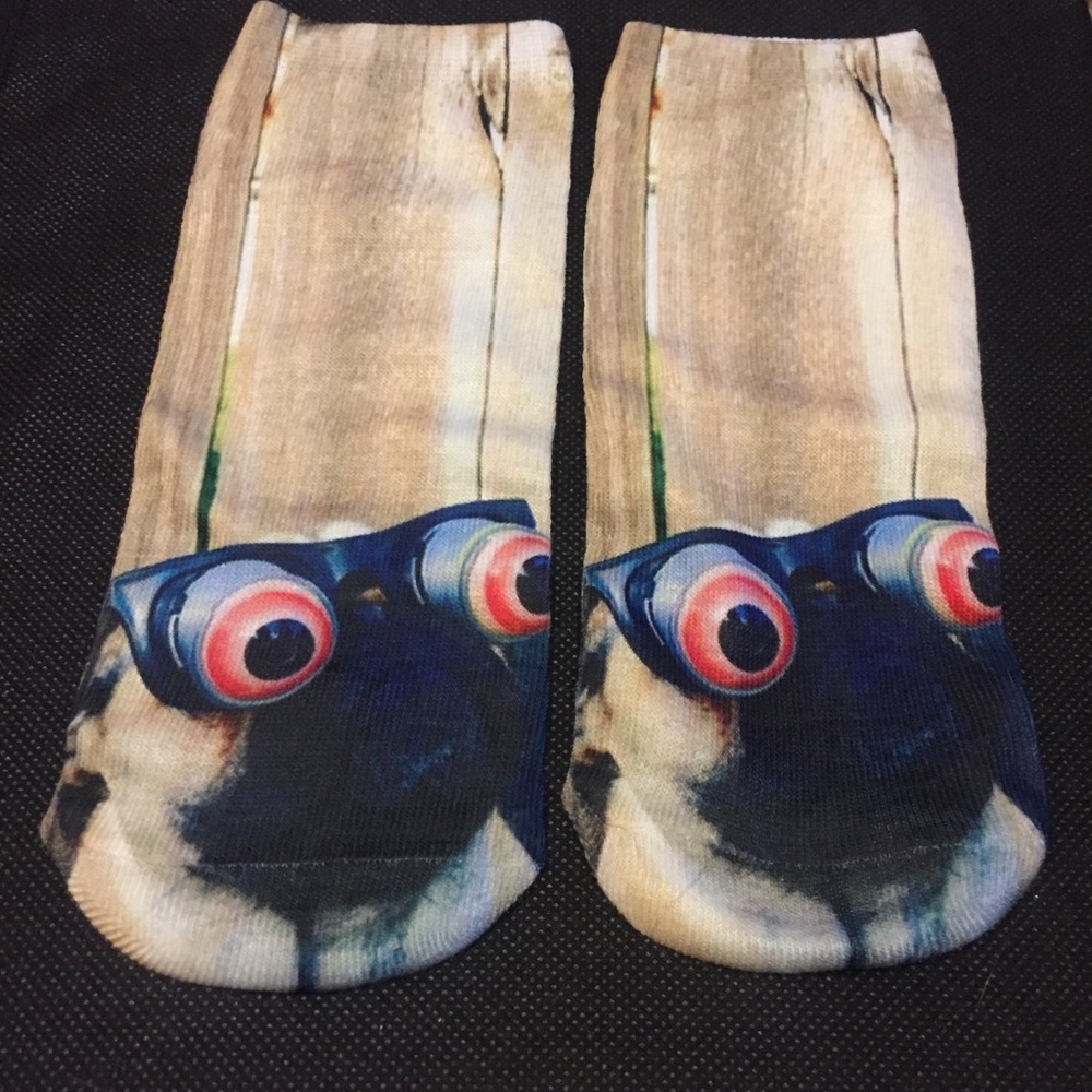 🐶 Silly goggly eye glasses pug pup god doggy novelty socks 🐶